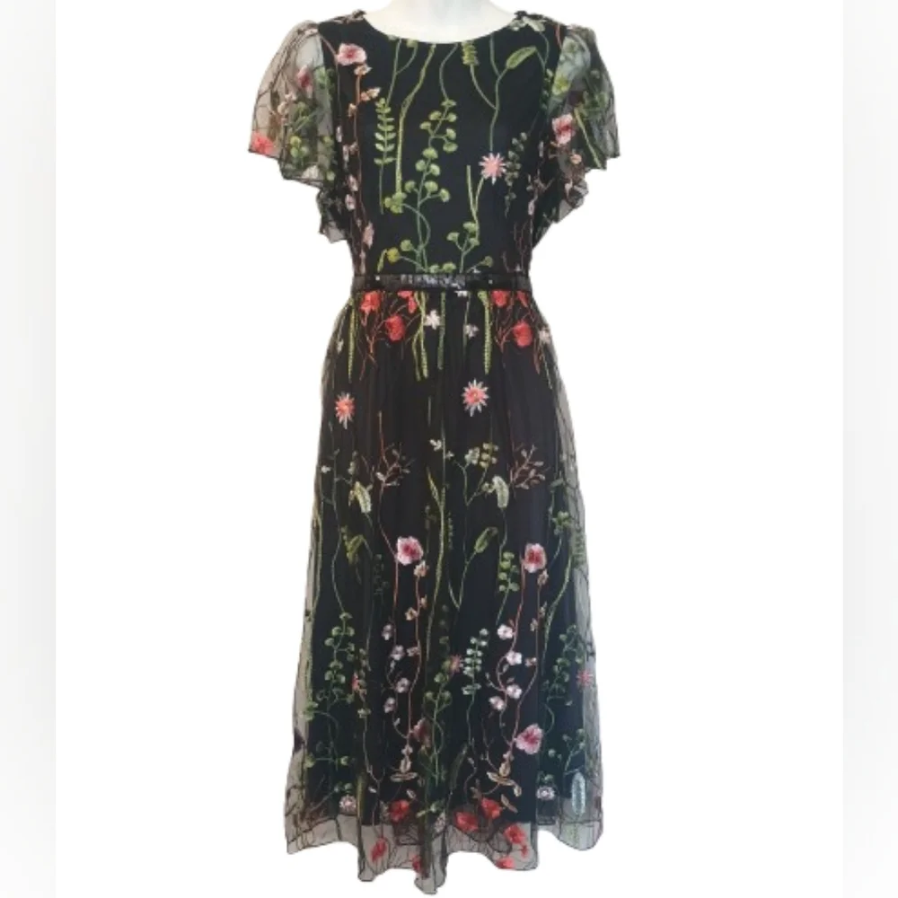 NWT JJS House Floral Embroidery Cocktail Dress Women's Size: L - Picture 2 of 14